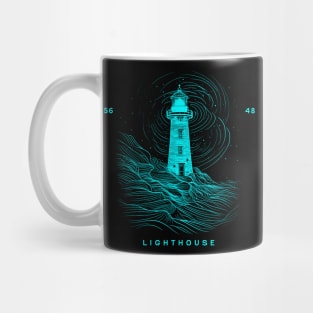 Guiding Light: Lighthouse Minimalist Design with Mountain Mug